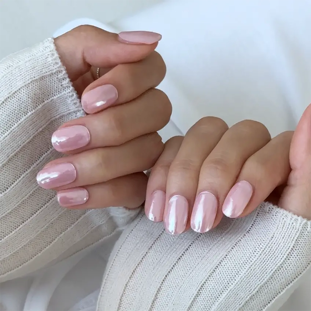 Semi-Cured Gel Nail [#N Baby Pink Chrome]