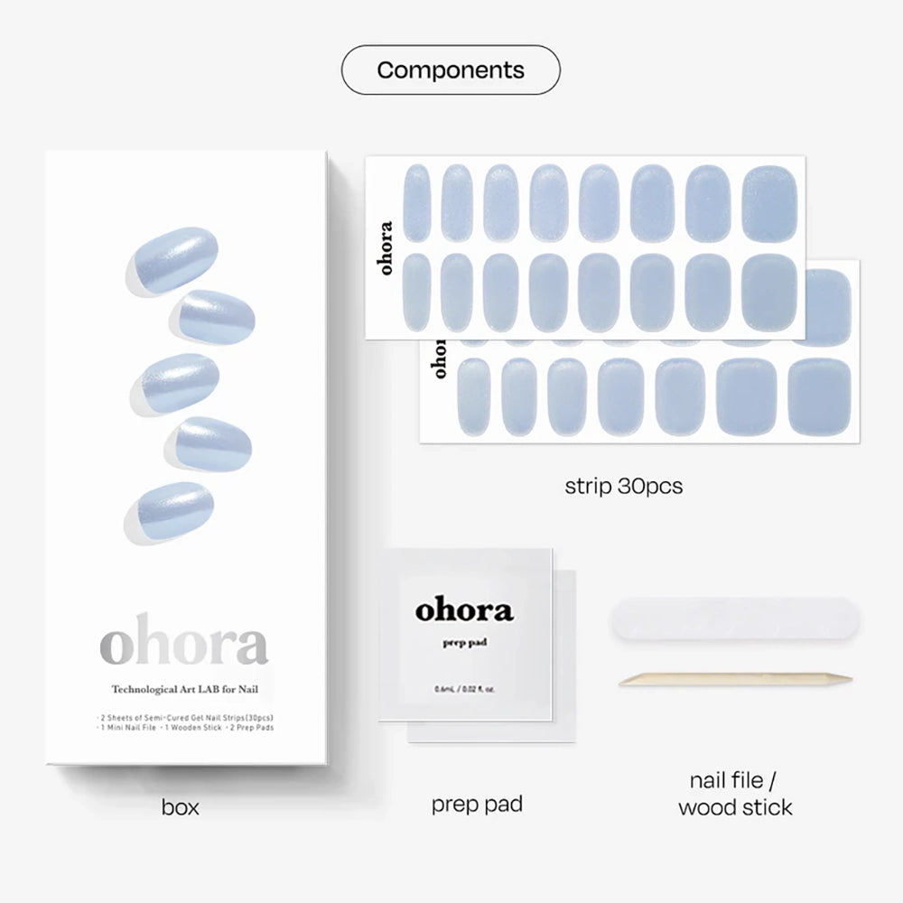 Semi-Cured Gel Nail [#N Light Blue Chrome]